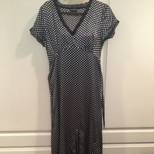 Long Tall Sally Black and White Polka Dot Midi Dress